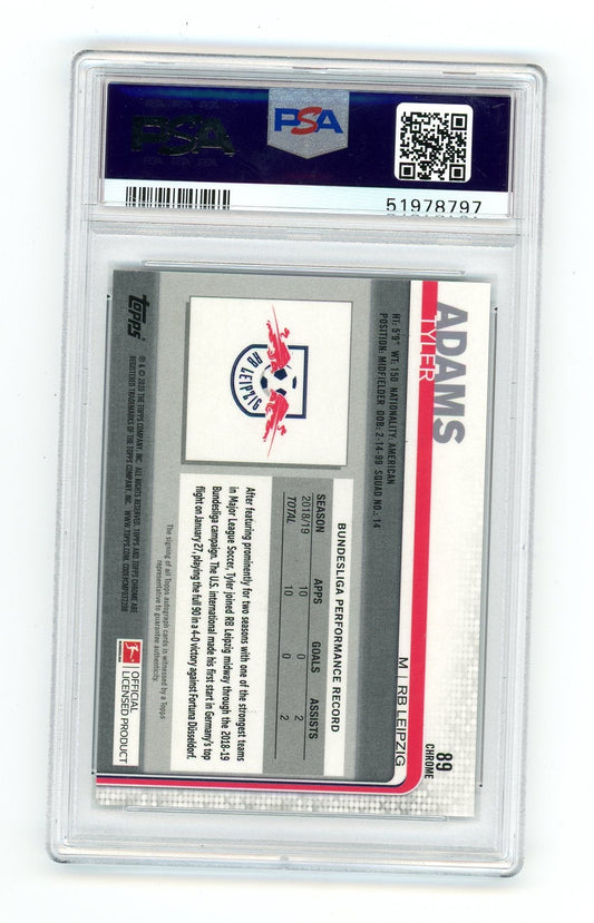 Tyler Adams 2019 Topps Chrome Bundesliga Base Autograph PSA 10