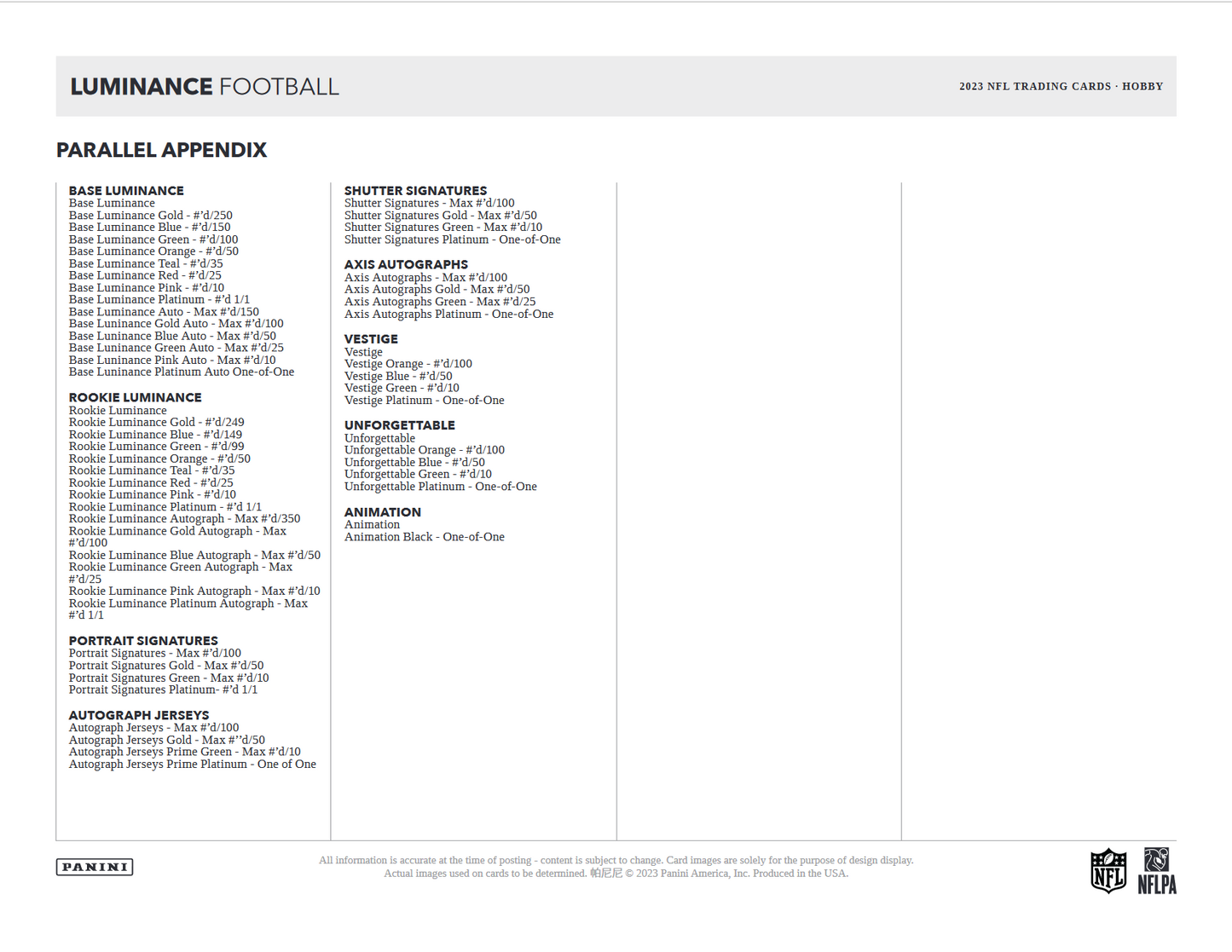 2023 Panini Luminance Football Hobby Box